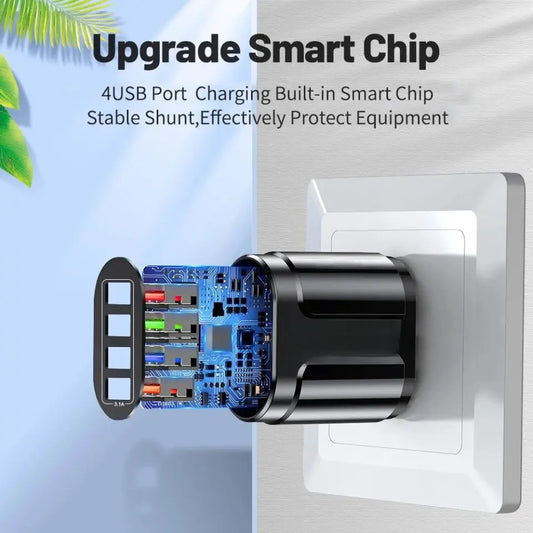 Universal USB Fast Charger Mobile Phone 3.1A Multiple 4 Ports USB Travel Adapter NZ MARKET CLUB