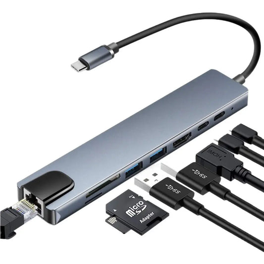 USB c hub 8 in 1 Type c 3.1 to 4k HDTV Adapter NZ MARKET CLUB