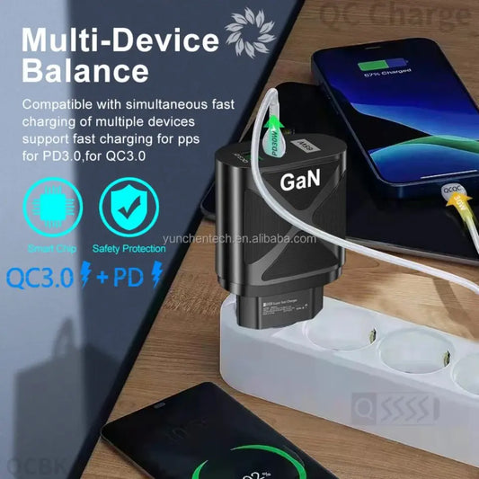 Fast charger 65W GaN 1×USB-A 1×USB-C NZ MARKET CLUB