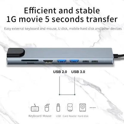 USB c hub 8 in 1 Type c 3.1 to 4k HDTV Adapter NZ MARKET CLUB