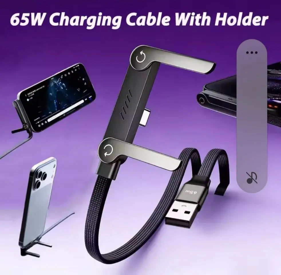 65W Fast Charging Cable with phone stand NZ MARKET CLUB