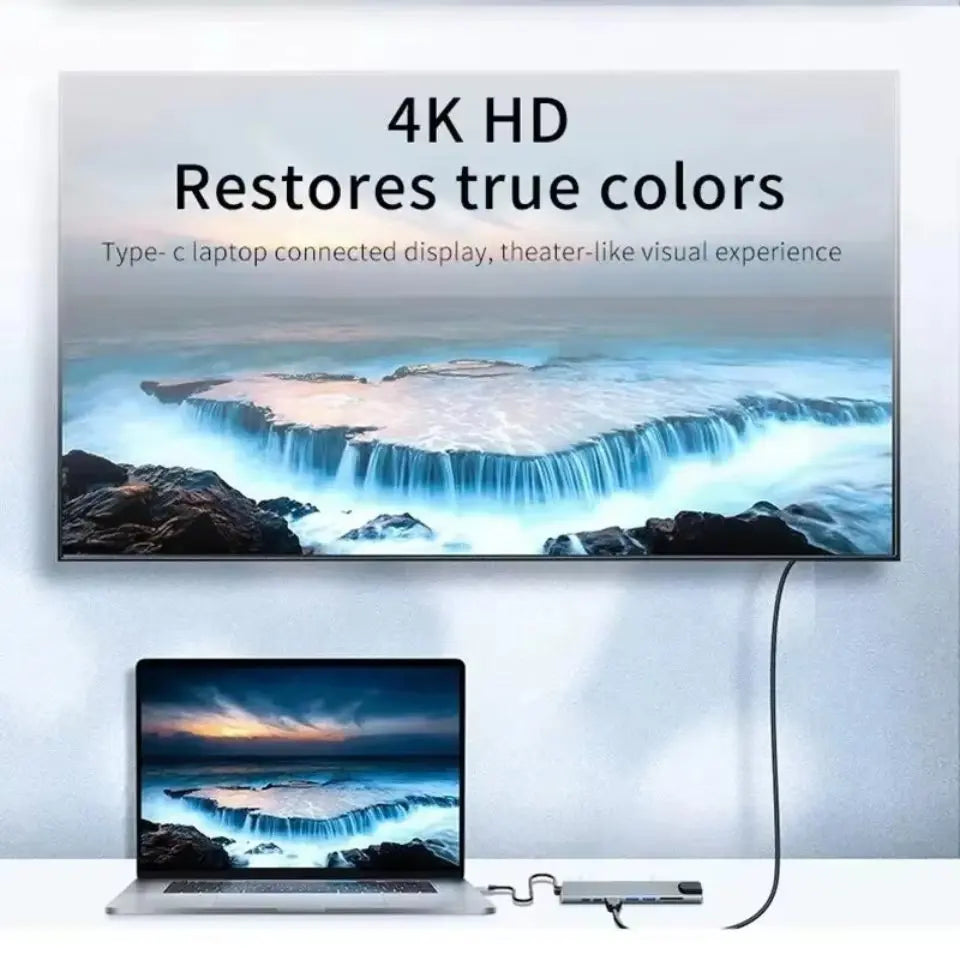 USB c hub 8 in 1 Type c 3.1 to 4k HDTV Adapter NZ MARKET CLUB