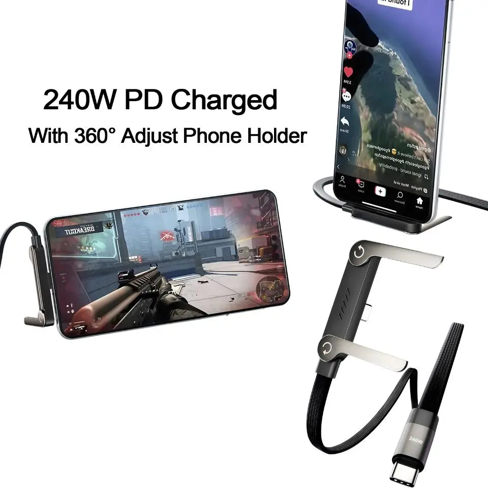 240W Fast Charging Cable With Stand For Gaming Office Travel NZ MARKET CLUB