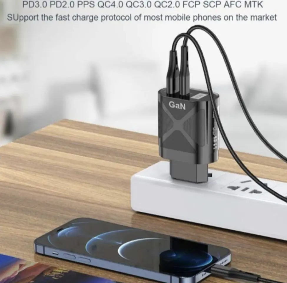 Fast charger 65W GaN 1×USB-A 1×USB-C NZ MARKET CLUB