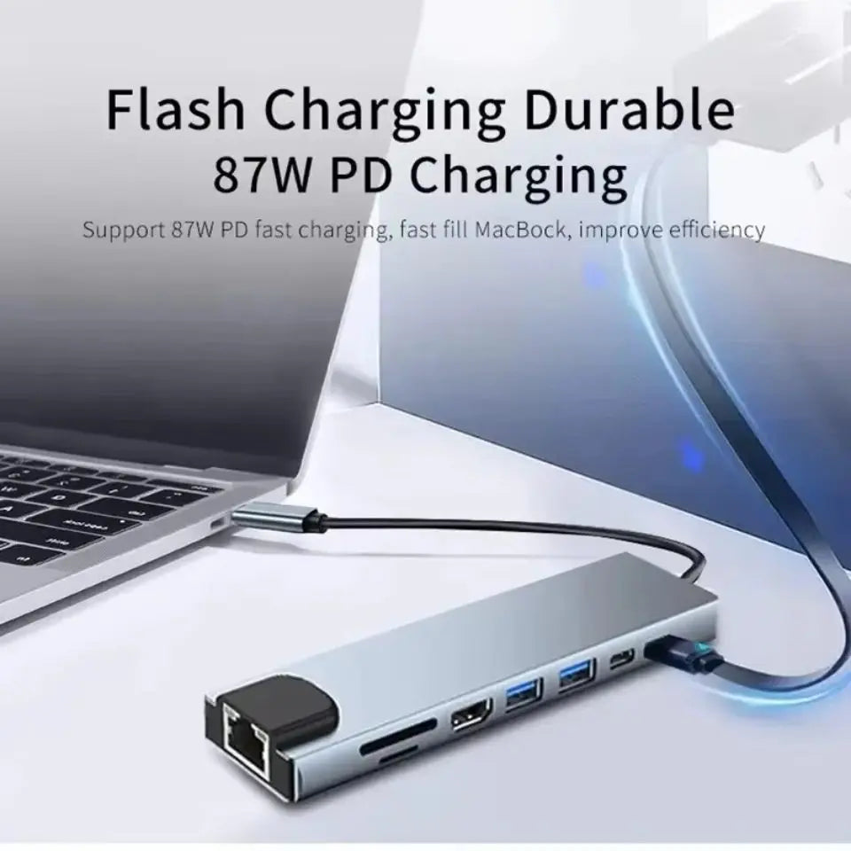 USB c hub 8 in 1 Type c 3.1 to 4k HDTV Adapter NZ MARKET CLUB