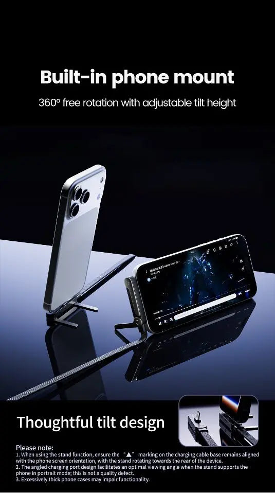 65W Fast Charging Cable with phone stand NZ MARKET CLUB