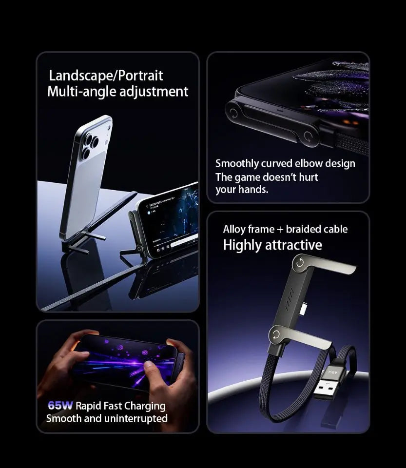 65W Fast Charging Cable with phone stand NZ MARKET CLUB
